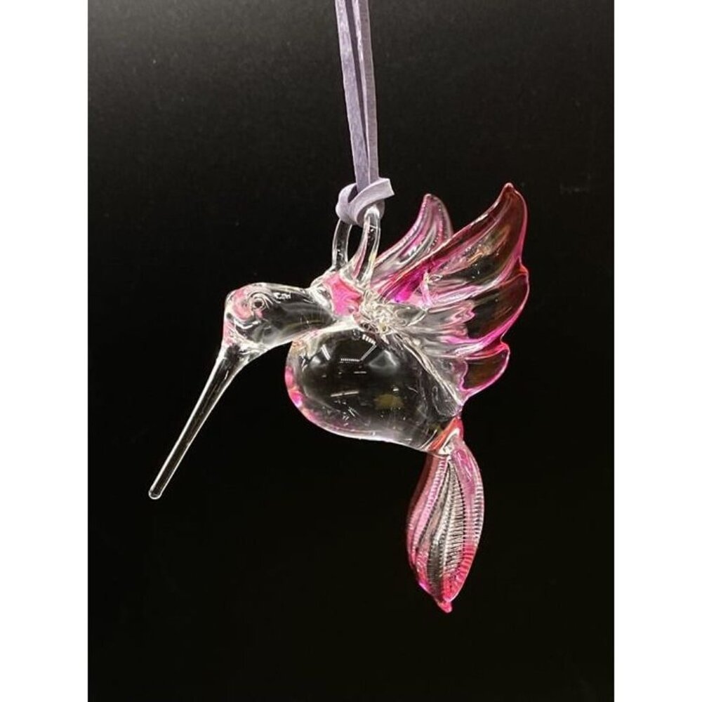 Blown Art Glass Hummingbird Suncatcher Pink Window Decor Super Cute Delicate